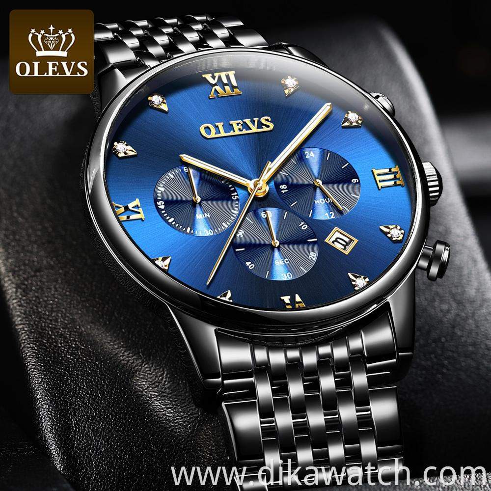 Men Luxury Watch OLEVS Brand Quartz Fashion Business WristWatch OEM with Steel Band Chronograph Waterproof Watches Men Wrist